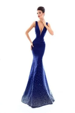Formal Gowns Tarik Ediz - 50229 Crystal Embellished Deep V-neck Mermaid Dress 7 Formal Gowns Tarik Ediz - 50229 Crystal Embellished Deep V-neck Mermaid Dress