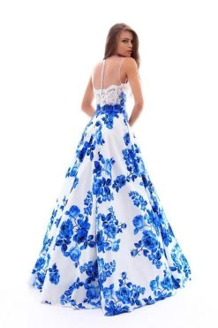 Tarik Ediz - 50231 Lace Illusion Neck Floral Printed Ballgown