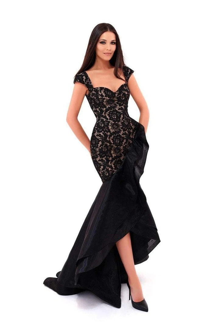 Formal Gowns Tarik Ediz - 50252 Lace Fitted High Low Trumpet Dress 3 Formal Gowns Tarik Ediz - 50252 Lace Fitted High Low Trumpet Dress