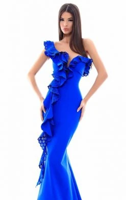 Tarik Ediz - 50333 Laser-Cut Plunging Ruffled Cascade Mermaid Gown 8 Tarik Ediz - 50333 Laser-Cut Plunging Ruffled Cascade Mermaid Gown