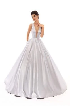Tarik Ediz - 50401 Illusion Plunging Neck Satin Ballgown