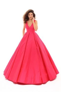 Tarik Ediz - 50402 Sleeveless V Neck Taffeta Prom Dress