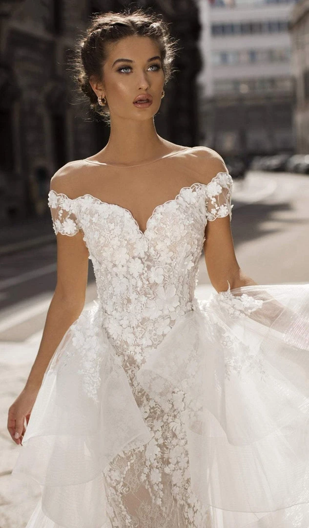 Formal Gowns Tarik Ediz - 50410 Floral Embroidered Fitted Dress With Overskirt 4 Formal Gowns Tarik Ediz - 50410 Floral Embroidered Fitted Dress With Overskirt