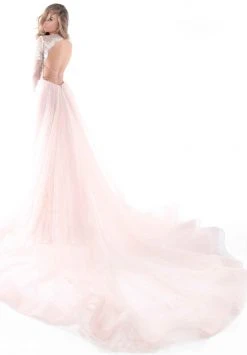 Formal Gowns Tarik Ediz - 50419 Floral Lace Sheath Dress With Sweep Train