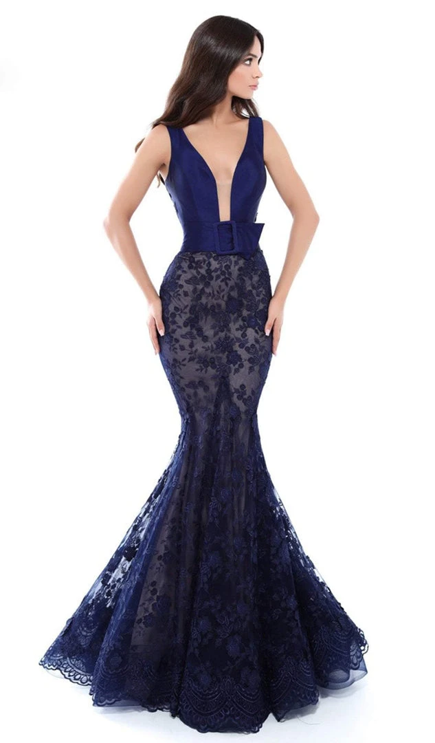 Tarik Ediz - 50427 Lace Deep V-neck Mermaid Dress Formal Gowns 3 Tarik Ediz - 50427 Lace Deep V-neck Mermaid Dress Formal Gowns