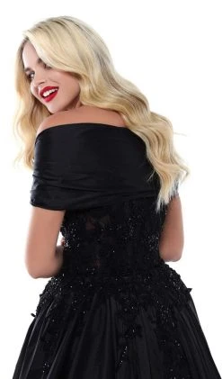 Tarik Ediz - 50429 Plunging Off-Shoulder Lace Sheath Dress With Train 10 Tarik Ediz - 50429 Plunging Off-Shoulder Lace Sheath Dress With Train