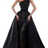 Tarik Ediz - 50435 Lace Embroidered Taffeta Gown With Overskirt Formal Gowns 1 Tarik Ediz - 50435 Lace Embroidered Taffeta Gown With Overskirt Formal Gowns