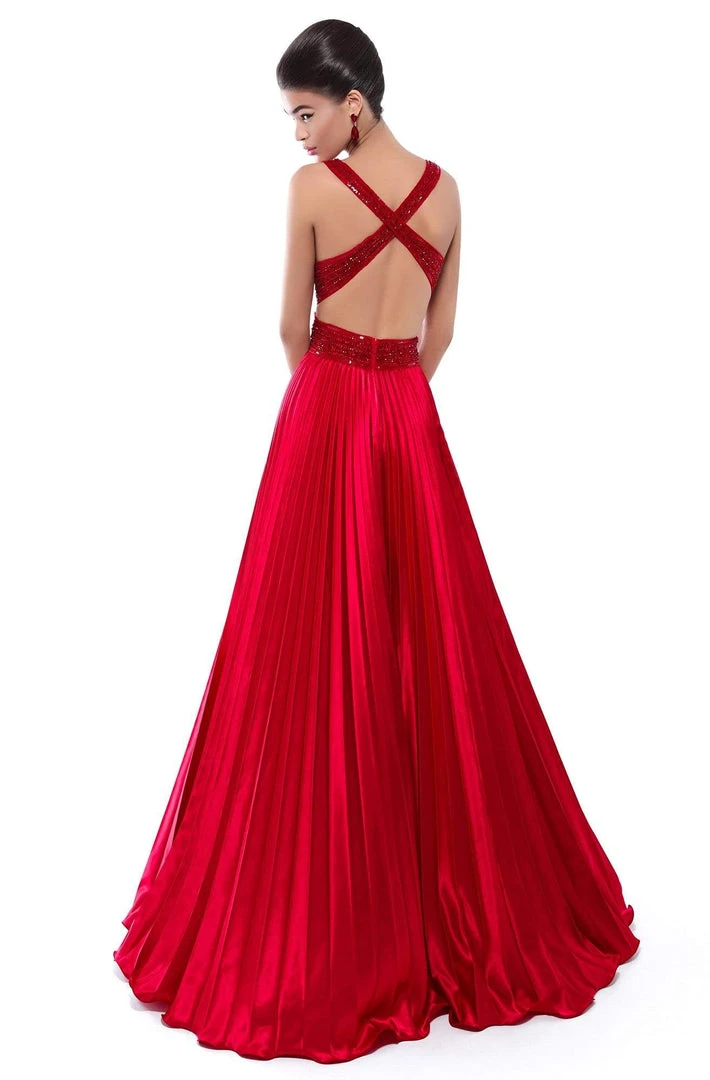 Formal Gowns Tarik Ediz - 50446 Sequined Deep V-neck A-line Dress With Train 4 Formal Gowns Tarik Ediz - 50446 Sequined Deep V-neck A-line Dress With Train