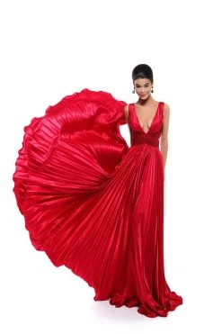 Formal Gowns Tarik Ediz - 50446 Sequined Deep V-neck A-line Dress With Train 18 Formal Gowns Tarik Ediz - 50446 Sequined Deep V-neck A-line Dress With Train