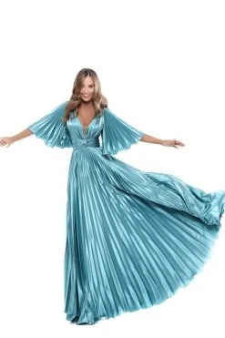 Tarik Ediz - 50450 Ruched Plunging V-Neck A-Line Gown