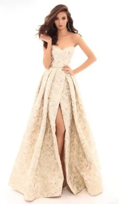 Formal Gowns Tarik Ediz - 50455 Strapless Sweetheart Jacquard A-line Dress