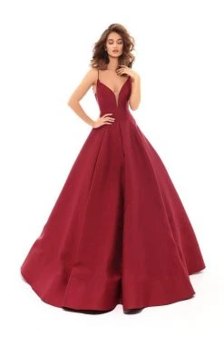 Formal Gowns Tarik Ediz - 50456 Plunging V-Neck Strappy Open Back Ballgown