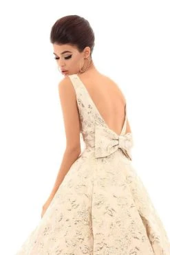 Formal Gowns Tarik Ediz - 50457 Embroidered Deep V-neck Ballgown