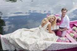 Formal Gowns Tarik Ediz - 50457 Embroidered Deep V-neck Ballgown