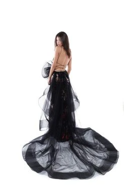 Formal Gowns Tarik Ediz - 50458 Floral Embroidered Plunging Evening Dress