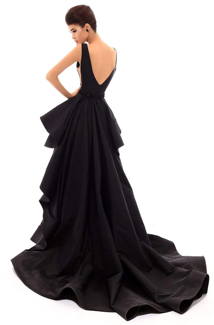 Tarik Ediz - 50463 Plunging V Neck Gown With Ruffled Overskirt 4 Tarik Ediz - 50463 Plunging V Neck Gown With Ruffled Overskirt