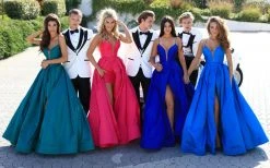 Tarik Ediz - 50464 Illusion Plunging Ballgown With Front Slit Formal Gowns 13 Tarik Ediz - 50464 Illusion Plunging Ballgown With Front Slit Formal Gowns