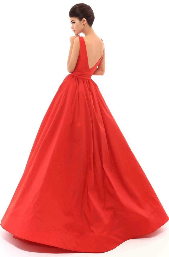 Tarik Ediz - 50468 Plunging V-Neck Gown With Detachable Overskirt Formal Gowns 4 Tarik Ediz - 50468 Plunging V-Neck Gown With Detachable Overskirt Formal Gowns