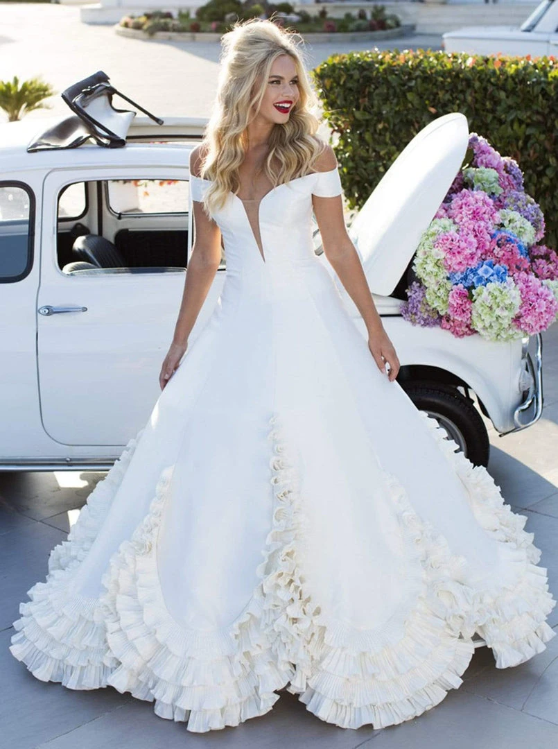 Tarik Ediz - 50472 Plunging Off-Shoulder Taffeta Ruffled Ballgown Formal Gowns 3 Tarik Ediz - 50472 Plunging Off-Shoulder Taffeta Ruffled Ballgown Formal Gowns