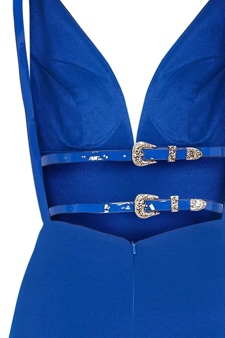 Tarik Ediz - 50483 Plunging Belt-Detailed Backless Gown 8 Tarik Ediz - 50483 Plunging Belt-Detailed Backless Gown