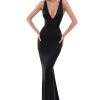 Tarik Ediz - 50483 Plunging Belt-Detailed Backless Gown 1 Tarik Ediz - 50483 Plunging Belt-Detailed Backless Gown