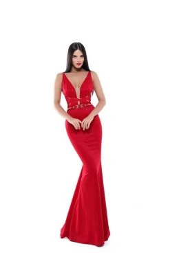 Formal Gowns Tarik Ediz - 50484 Crisscross-Belt Ornate Plunging Mermaid Gown 15 Formal Gowns Tarik Ediz - 50484 Crisscross-Belt Ornate Plunging Mermaid Gown