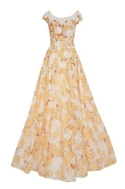 Tarik Ediz - 50491 Floral Lace Illusion Neck Ballgown Formal Gowns