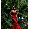 Formal Gowns Tarik Ediz - 50501 Strapless Illusion Floral Lace Mermaid Prom Gown
