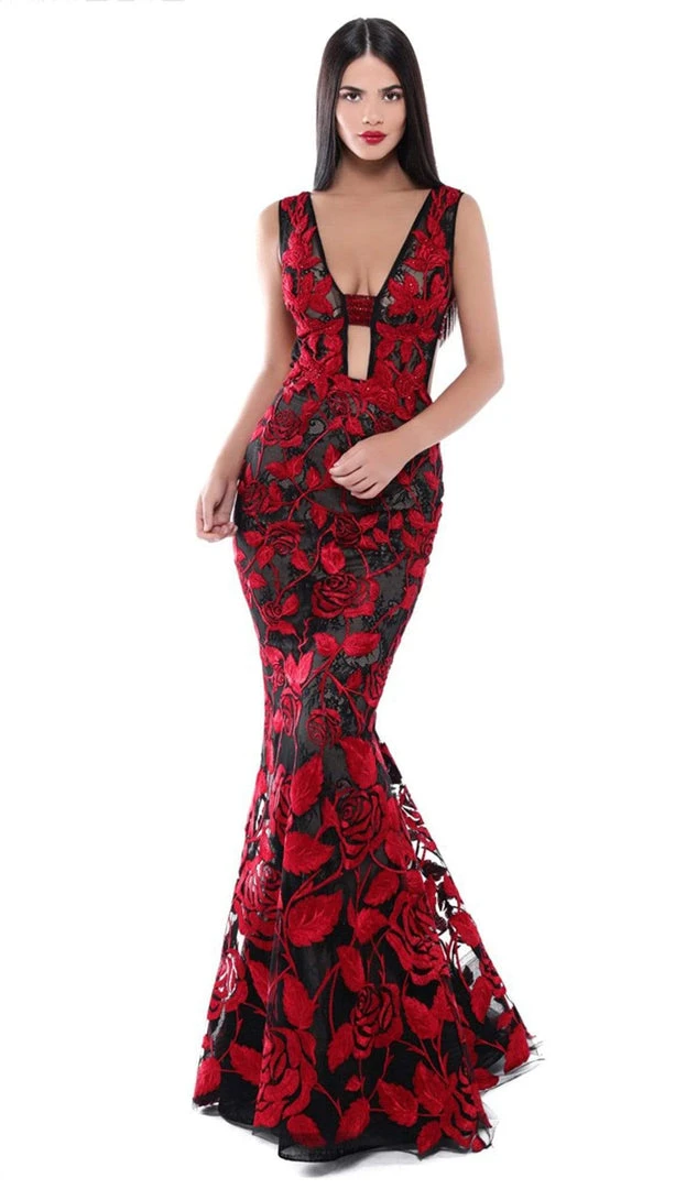 Formal Gowns Tarik Ediz - 50502 Embellished Floral Lace Mermaid Dress 3 Formal Gowns Tarik Ediz - 50502 Embellished Floral Lace Mermaid Dress