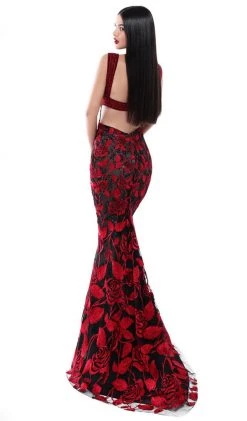 Formal Gowns Tarik Ediz - 50502 Embellished Floral Lace Mermaid Dress