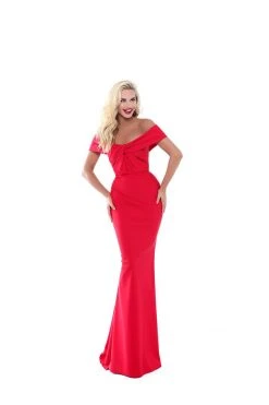 Formal Gowns Tarik Ediz - 50524 Draped Off Shoulder Weaved Mermaid Gown