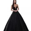 Tarik Ediz - 50539 Plunging V-Neck Lace Up Glitter Ballgown 1 Tarik Ediz - 50539 Plunging V-Neck Lace Up Glitter Ballgown