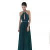 Formal Gowns Tarik Ediz - 50547 High Halter Plunging Cutout A-Line Gown