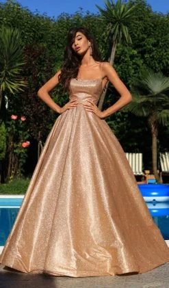 Tarik Ediz - 50549 Sleeveless Strappy Back Glitter Ballgown