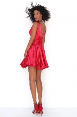 Cocktail Dresses Tarik Ediz - 50601 Ruched Plunging V-Neck Cocktail Dress