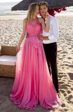 Formal Gowns Tarik Ediz - 50621 Embellished High Halter A-Line Dress