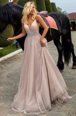 Formal Gowns Tarik Ediz - 50624 Rhinestone Dotted Tulle Plunging Gown 9 Formal Gowns Tarik Ediz - 50624 Rhinestone Dotted Tulle Plunging Gown