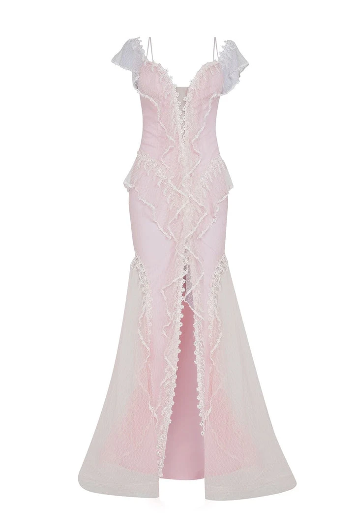 Formal Gowns Tarik Ediz - 50629 Drape Ruffle Net Tulle High Slit Prom Dress 11 Formal Gowns Tarik Ediz - 50629 Drape Ruffle Net Tulle High Slit Prom Dress