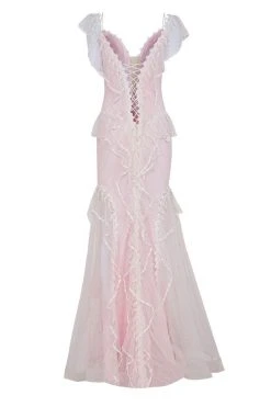 Formal Gowns Tarik Ediz - 50629 Drape Ruffle Net Tulle High Slit Prom Dress 21 Formal Gowns Tarik Ediz - 50629 Drape Ruffle Net Tulle High Slit Prom Dress