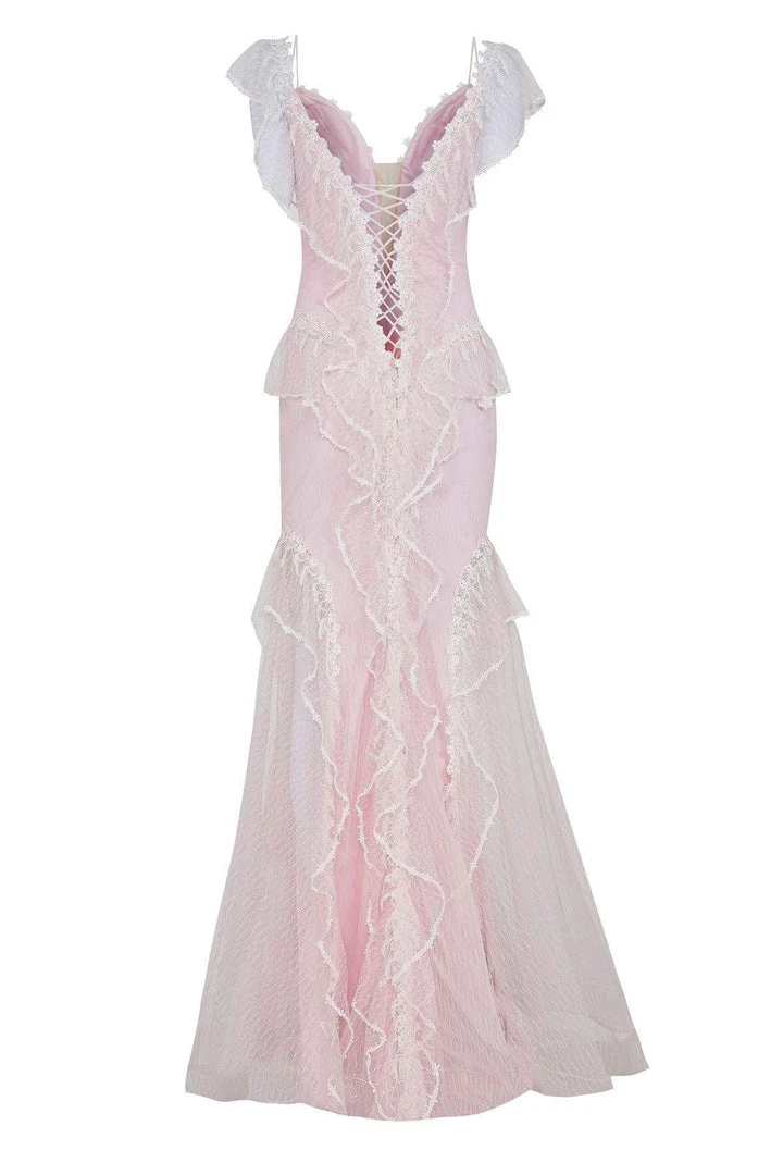 Formal Gowns Tarik Ediz - 50629 Drape Ruffle Net Tulle High Slit Prom Dress 12 Formal Gowns Tarik Ediz - 50629 Drape Ruffle Net Tulle High Slit Prom Dress