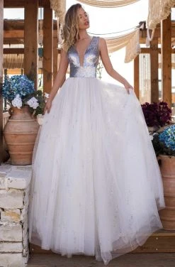 Formal Gowns Tarik Ediz - 50635 Full Sequin Sleeveless Bodice Hologram Tulle Gown