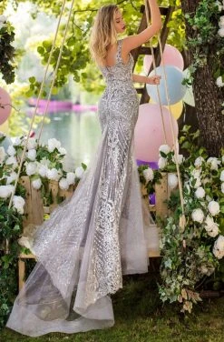 Tarik Ediz - 50641 Embellished Embroidery Sleeveless Mermaid Gown Formal Gowns