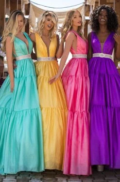 Tarik Ediz - 50642 Sleeveless Illusion Deep V Neck Ballgown Formal Gowns