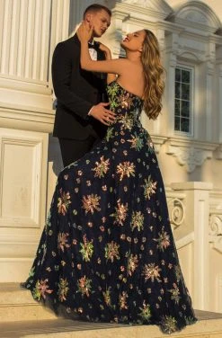 Tarik Ediz - 50645 Strapless Sweetheart Sequins Lace A-Line Gown Formal Gowns