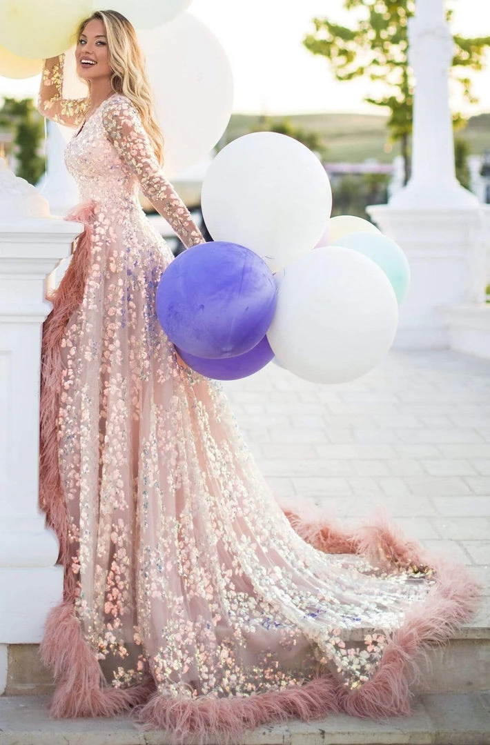 Formal Gowns Tarik Ediz - 50647 Sequined Lace Fringe A-Line Dress 6 Formal Gowns Tarik Ediz - 50647 Sequined Lace Fringe A-Line Dress