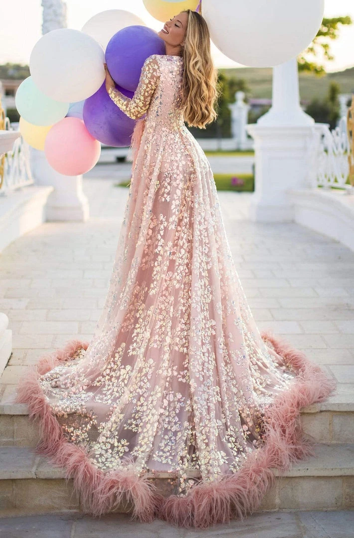 Formal Gowns Tarik Ediz - 50647 Sequined Lace Fringe A-Line Dress 4 Formal Gowns Tarik Ediz - 50647 Sequined Lace Fringe A-Line Dress