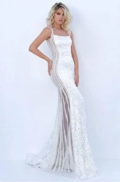 Tarik Ediz - 50655 Sequined Square Evening Dress Formal Gowns