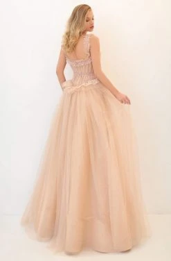 Tarik Ediz - 50664 Ruffled Lace Trimmed A-Line Gown