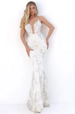 Tarik Ediz - 50667 Plunging V-Neck Dress With Overskirt