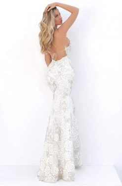 Tarik Ediz - 50667 Plunging V-Neck Dress With Overskirt